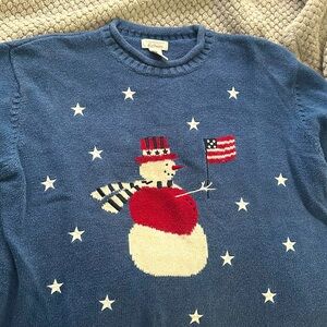 Christopher & Banks snowman sweater blue XL women’s Christmas